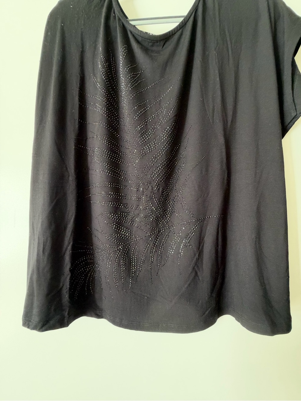 Black Short Sleeve Embellished Tee - Women's Elegant Sparkle